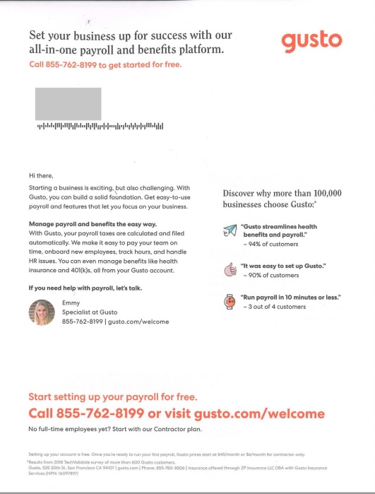 gusto direct mail